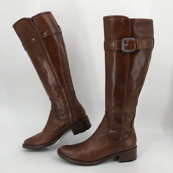 Vibram Brown Leather Heeled Boots | Classic Buckle Accent - Picture 9 of 10